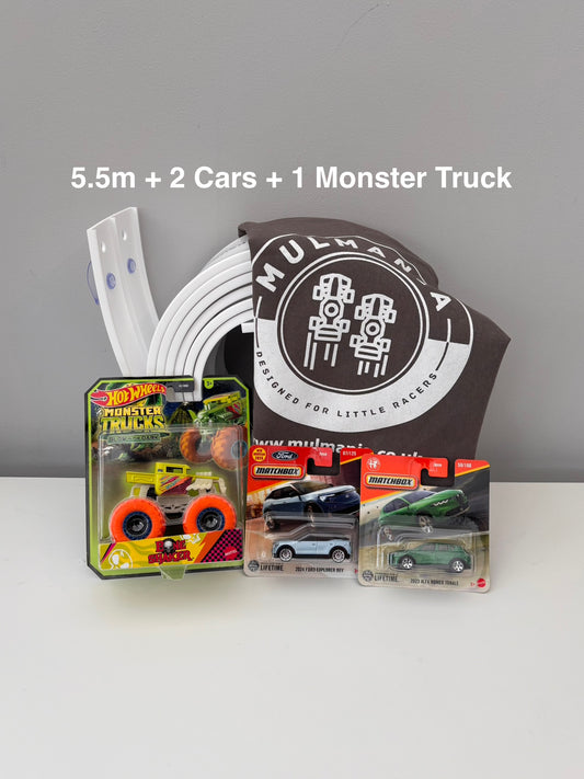 5.5m Race Track + 2 Diecast Cars + 1 Monster Truck (Bundle)