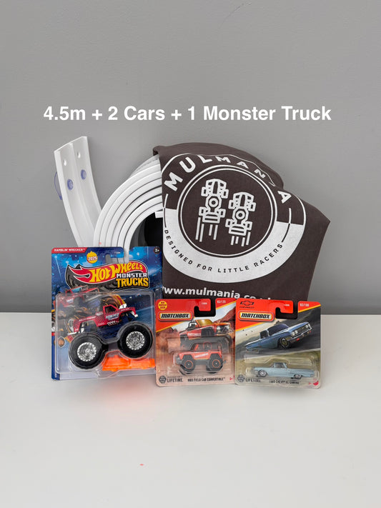 4.5m Race Track + 2 Diecast Cars + 1 Monster Truck (Bundle)